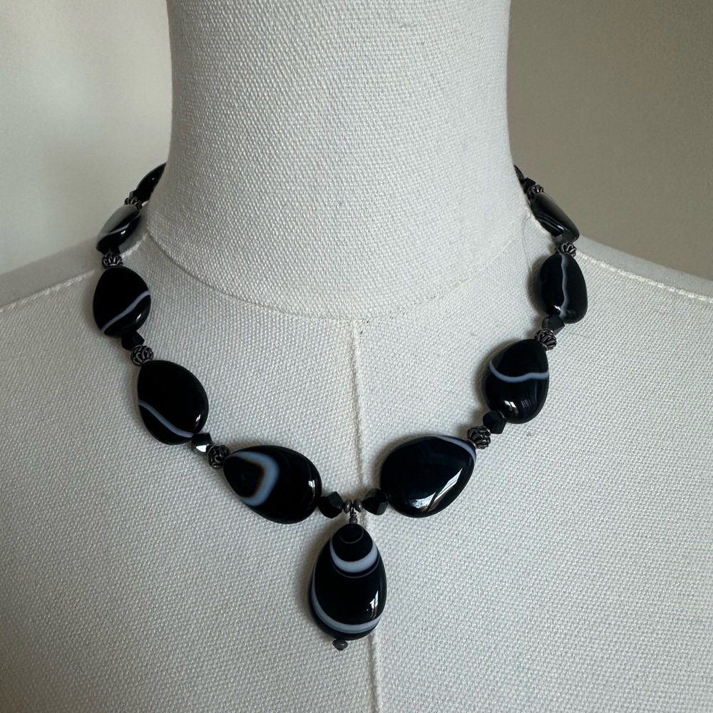 COPY - Black/White Agate Necklace